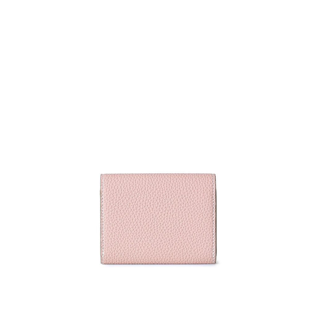 Vittoria Compact Wallet Shrink Leather (Sakura Pink × Greige (Etoupe edge paint))