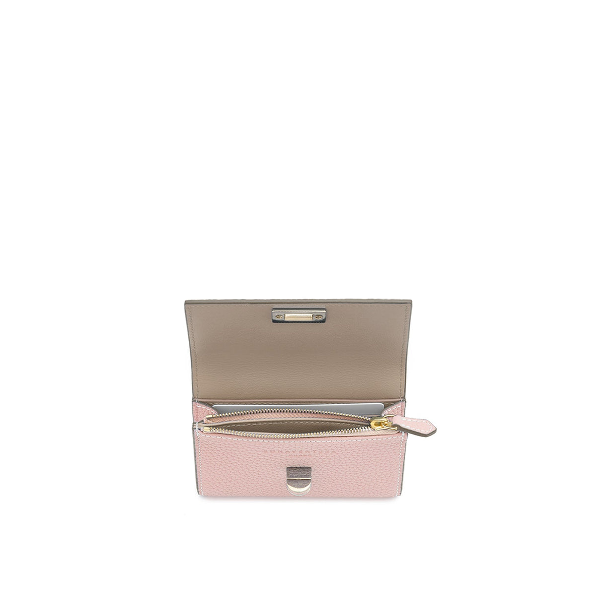 Vittoria Compact Wallet Shrink Leather (Sakura Pink × Greige (Etoupe edge paint))
