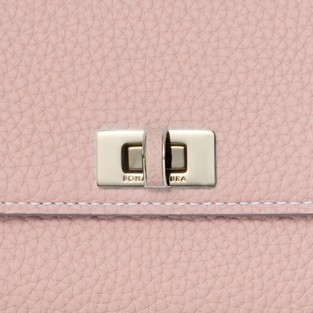 Vittoria Compact Wallet Shrink Leather (Sakura Pink × Greige (Etoupe edge paint))