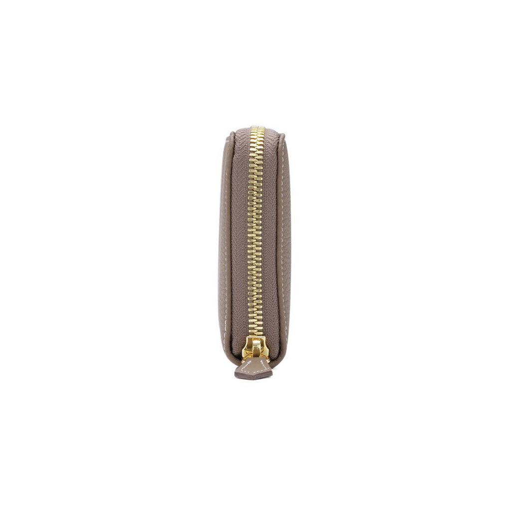 Long Zip Wallet Shrink Leather (Etoupe × Yellow)