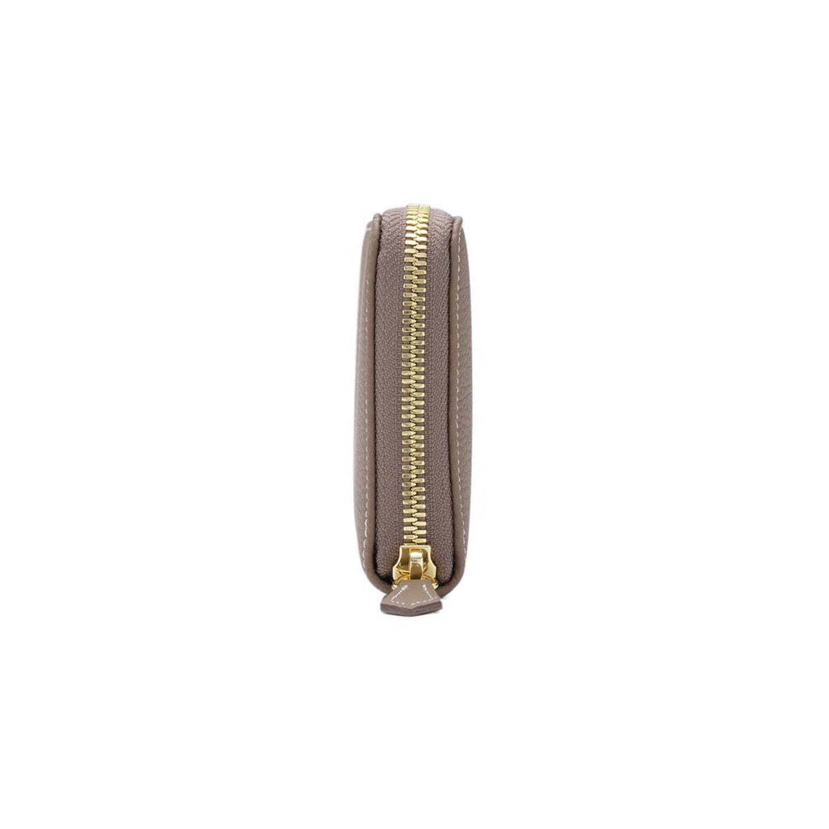 Long Zip Wallet Shrink Leather (Etoupe × Yellow)