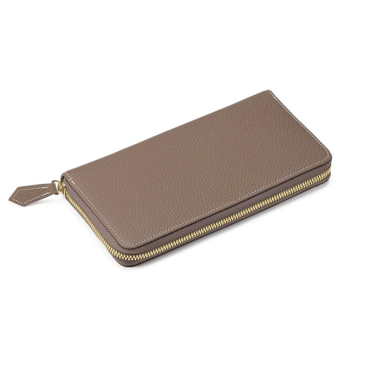 Long Zip Wallet Shrink Leather (Etoupe × Yellow)