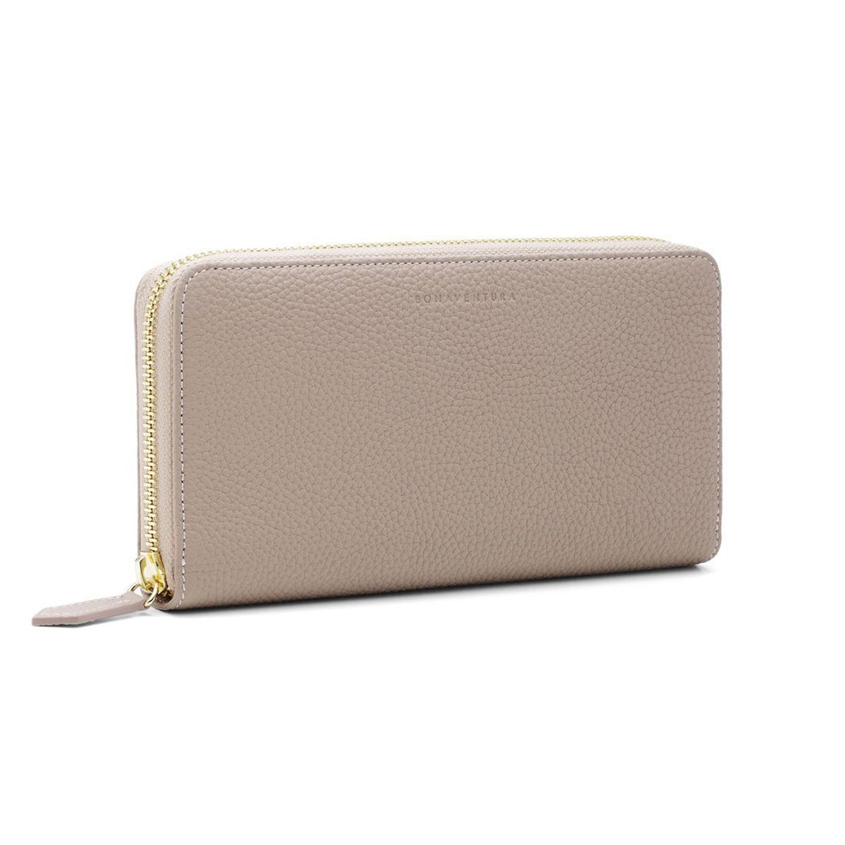 Long Zip Wallet Shrink Leather (Greige × Yellow)