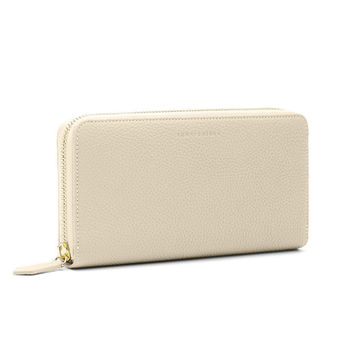 Long Zip Wallet Shrink Leather (Ivory × Etoupe)