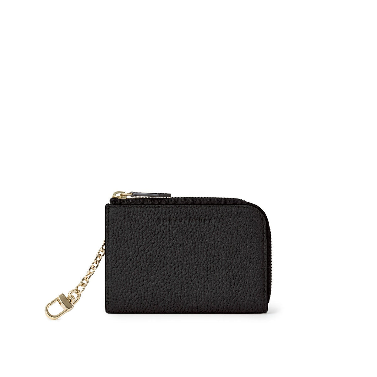 L-Zip Smart Key Case Shrink Leather (Black × Navy)