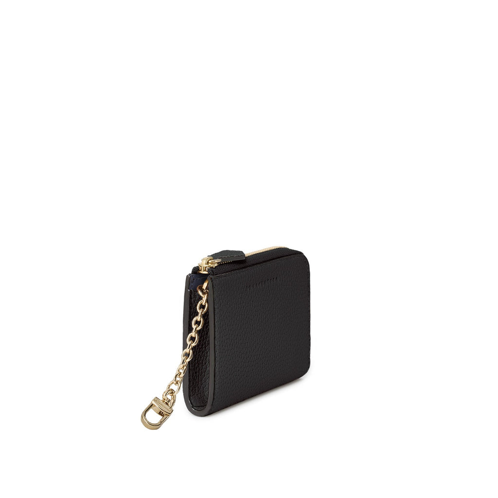 L-Zip Smart Key Case Shrink Leather (Black × Navy)