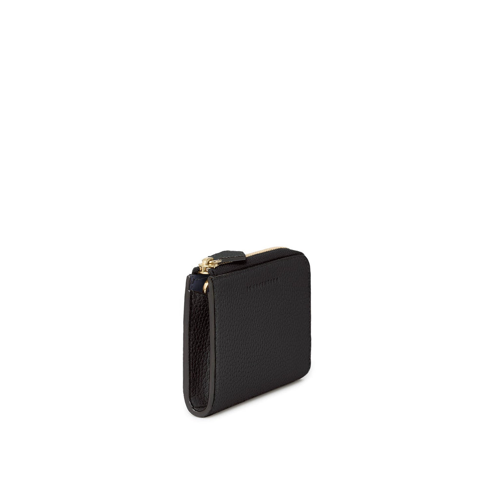 L-Zip Smart Key Case Shrink Leather (Black × Navy)