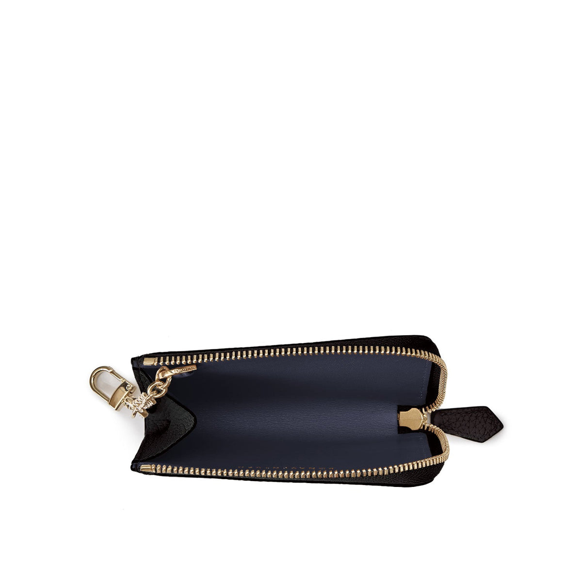 L-Zip Smart Key Case Shrink Leather (Black × Navy)