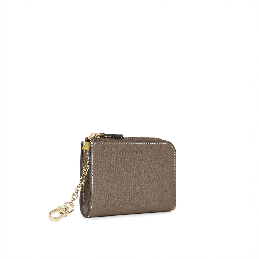L-Zip Smart Key Case Shrink Leather (Etoupe × Yellow)