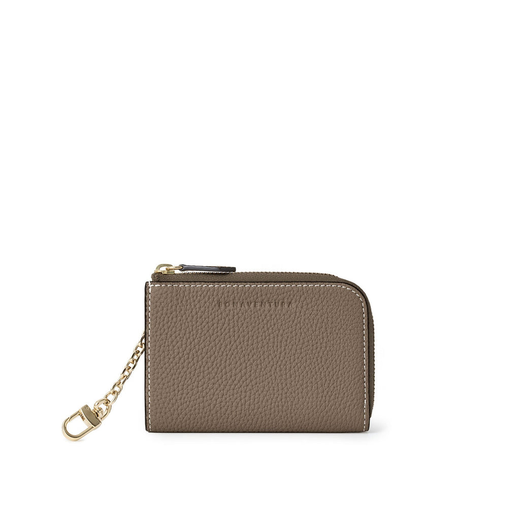L-Zip Smart Key Case Shrink Leather (Etoupe × Yellow)