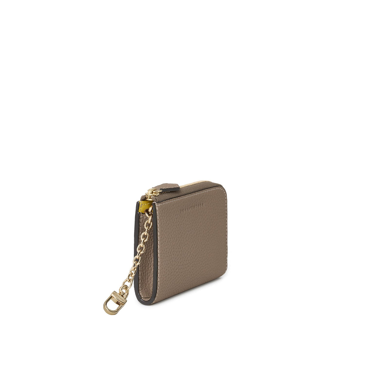 L-Zip Smart Key Case Shrink Leather (Etoupe × Yellow)