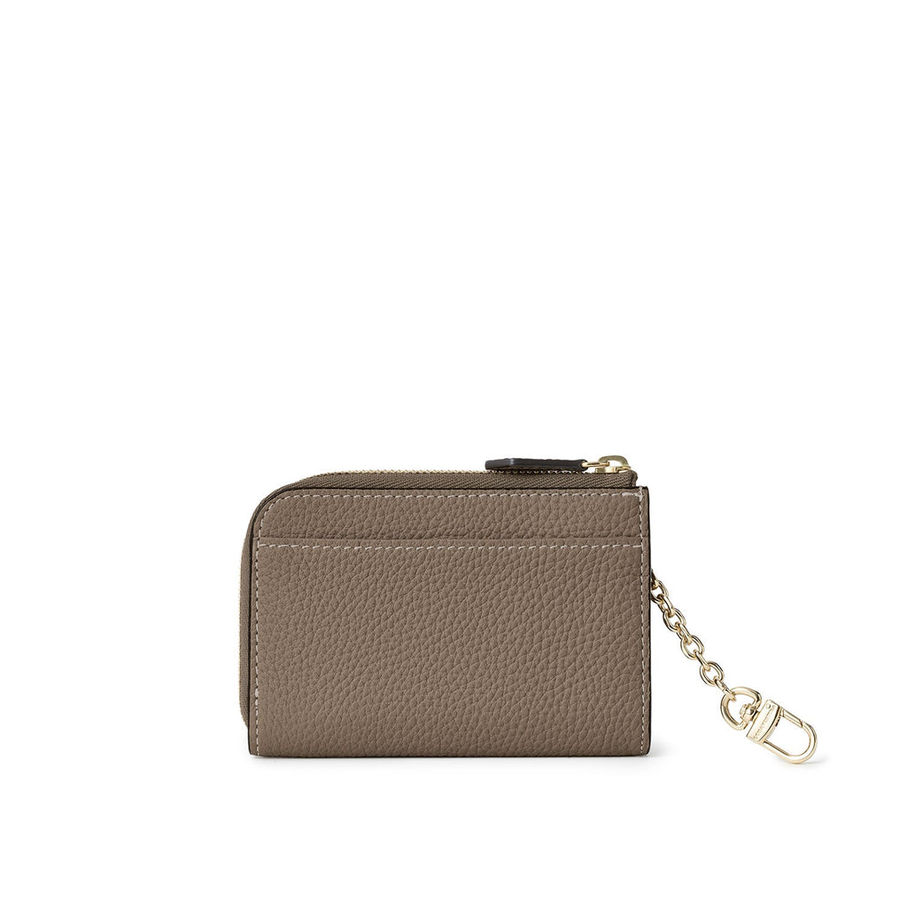 L-Zip Smart Key Case Shrink Leather (Etoupe × Yellow)