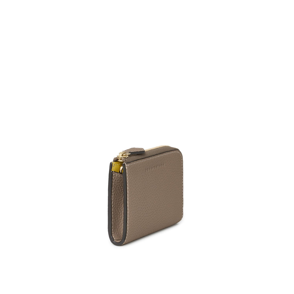L-Zip Smart Key Case Shrink Leather (Etoupe × Yellow)