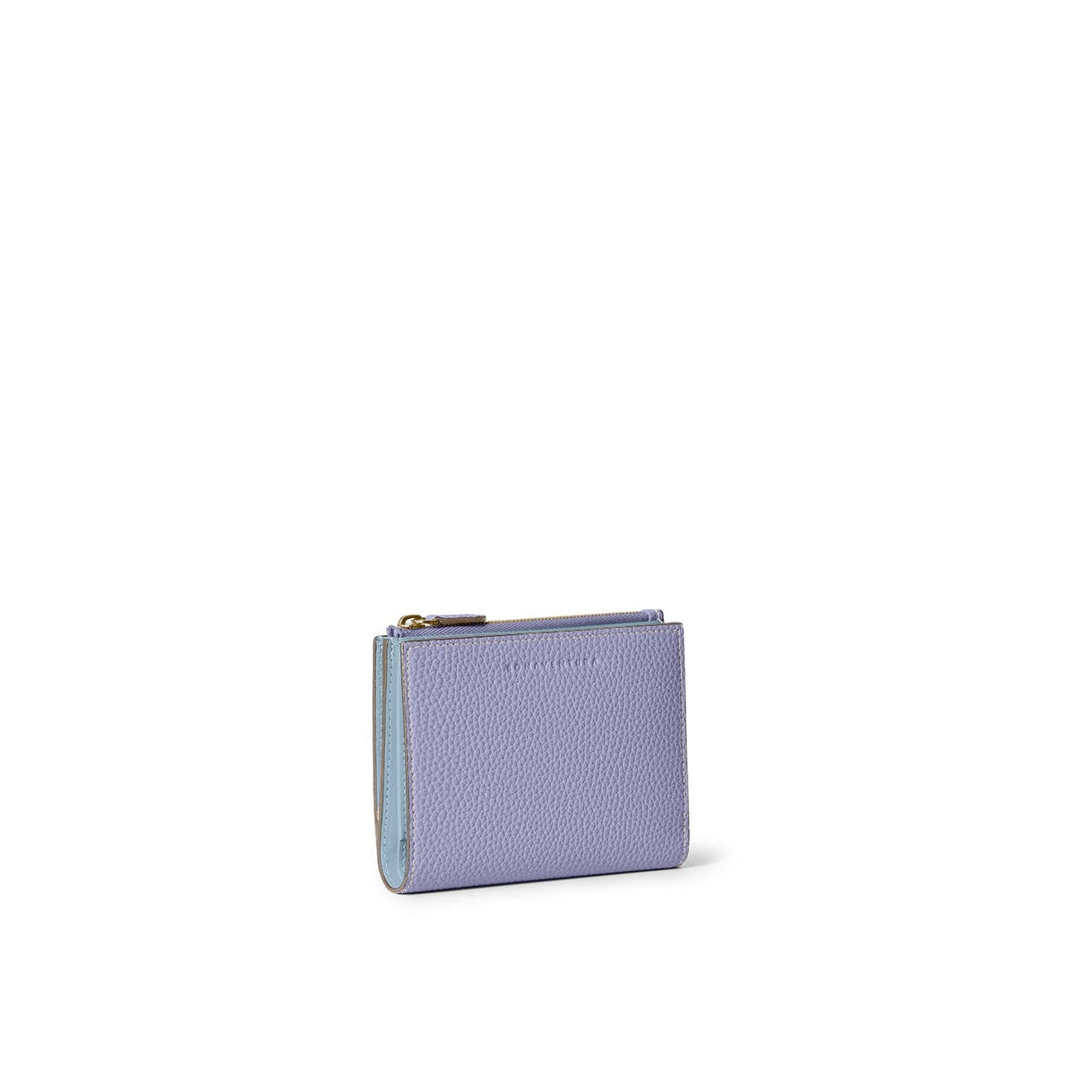 Bi-fold Slim Wallet Shrink Leather (Wisteria Purple × Ice Blue (Etoupe edge paint))