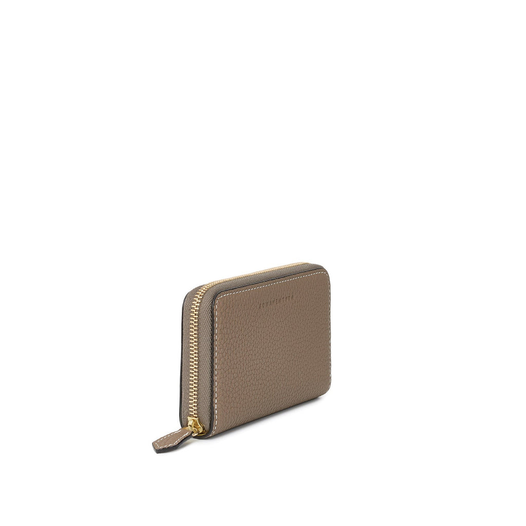 Compact Wallet Shrink Leather (Etoupe × Yellow)