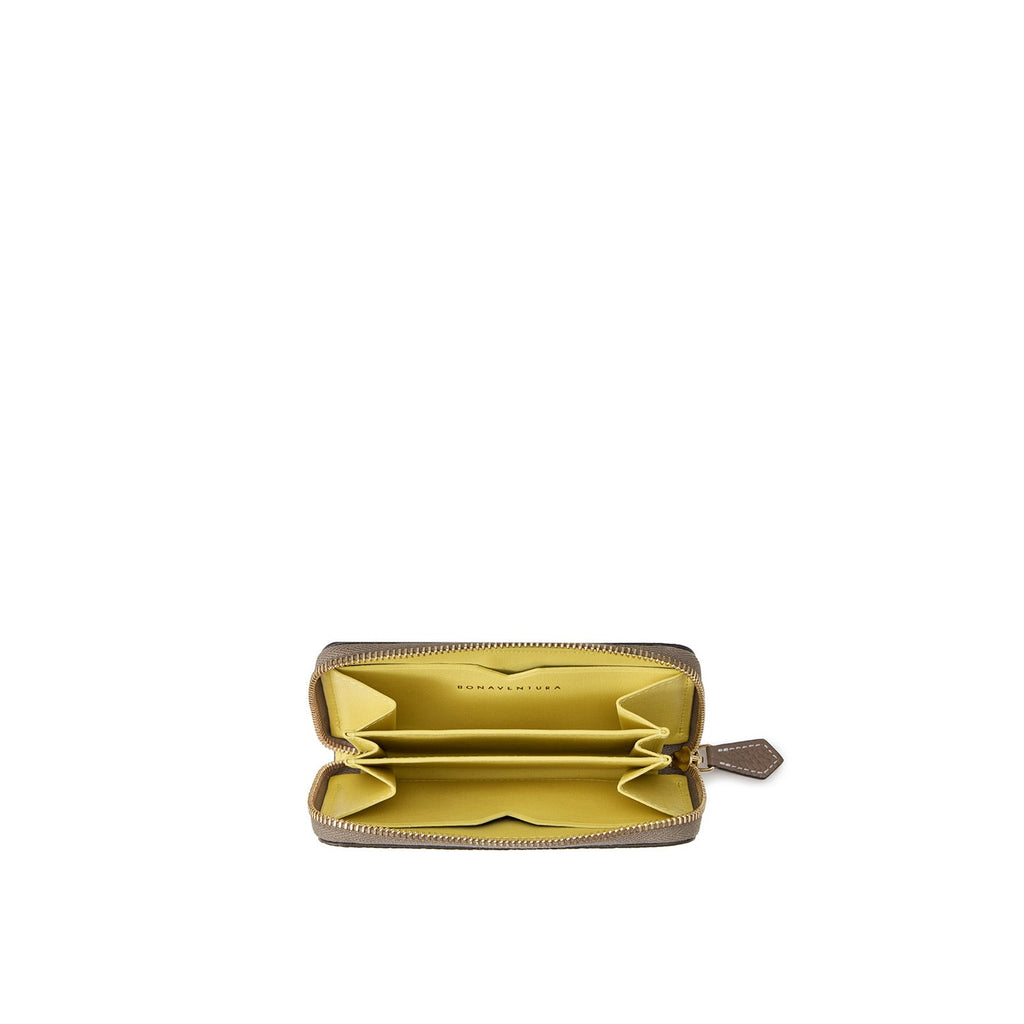 Compact Wallet Shrink Leather (Etoupe × Yellow)