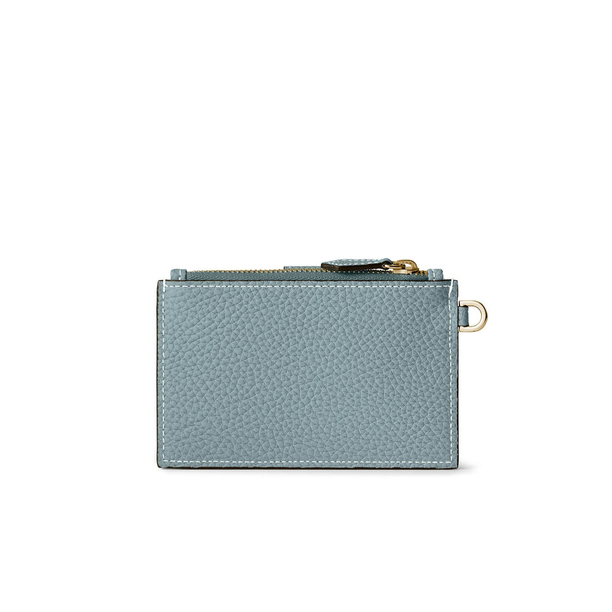 Belted Card Case with Flap Shrink Leather (Smoky Mint × Charcoal Gray)