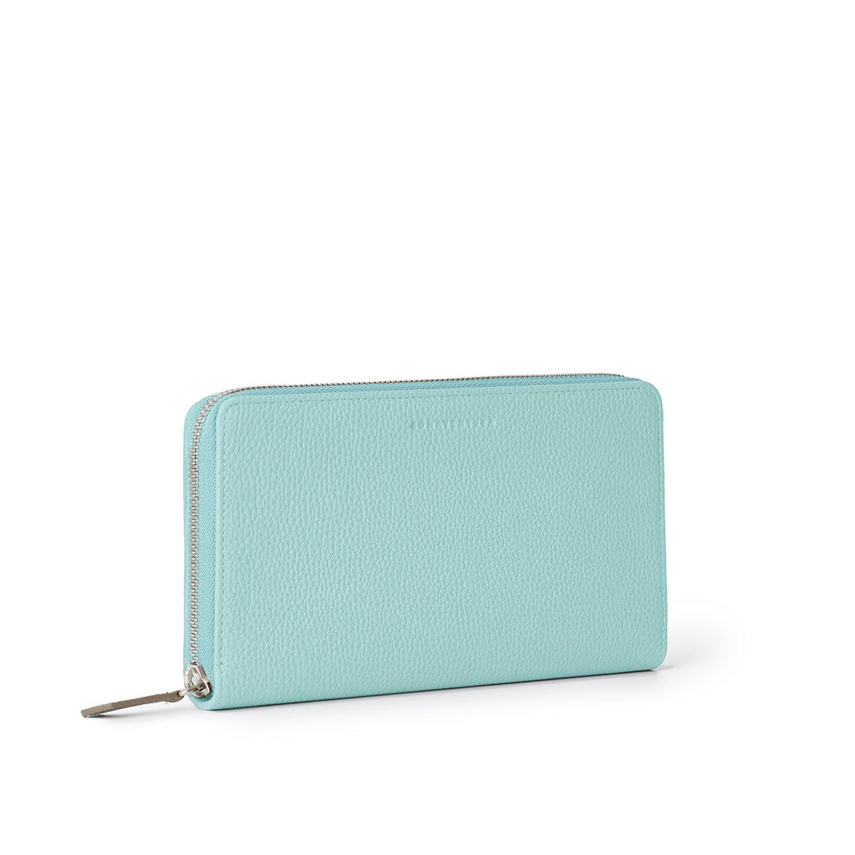 Large Long Wallet Shrink Leather (Mare Blue × Greige (Etoupe edge paint))