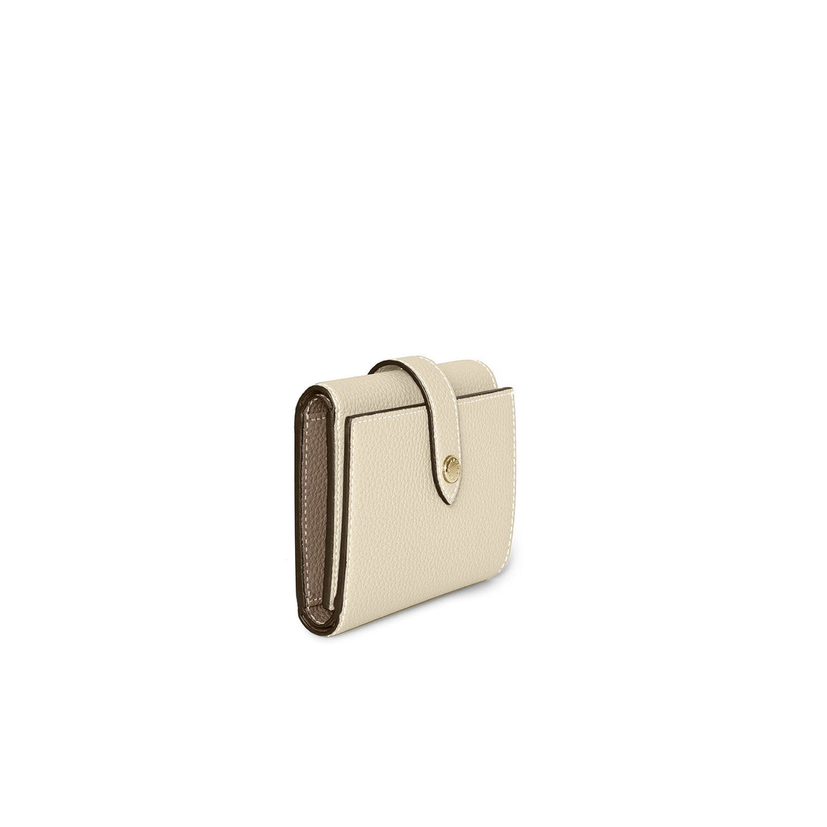 Belted Tri-fold Wallet Shrink Leather (Ivory × Etoupe)