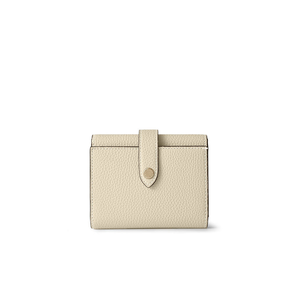 Belted Tri-fold Wallet Shrink Leather (Ivory × Etoupe)