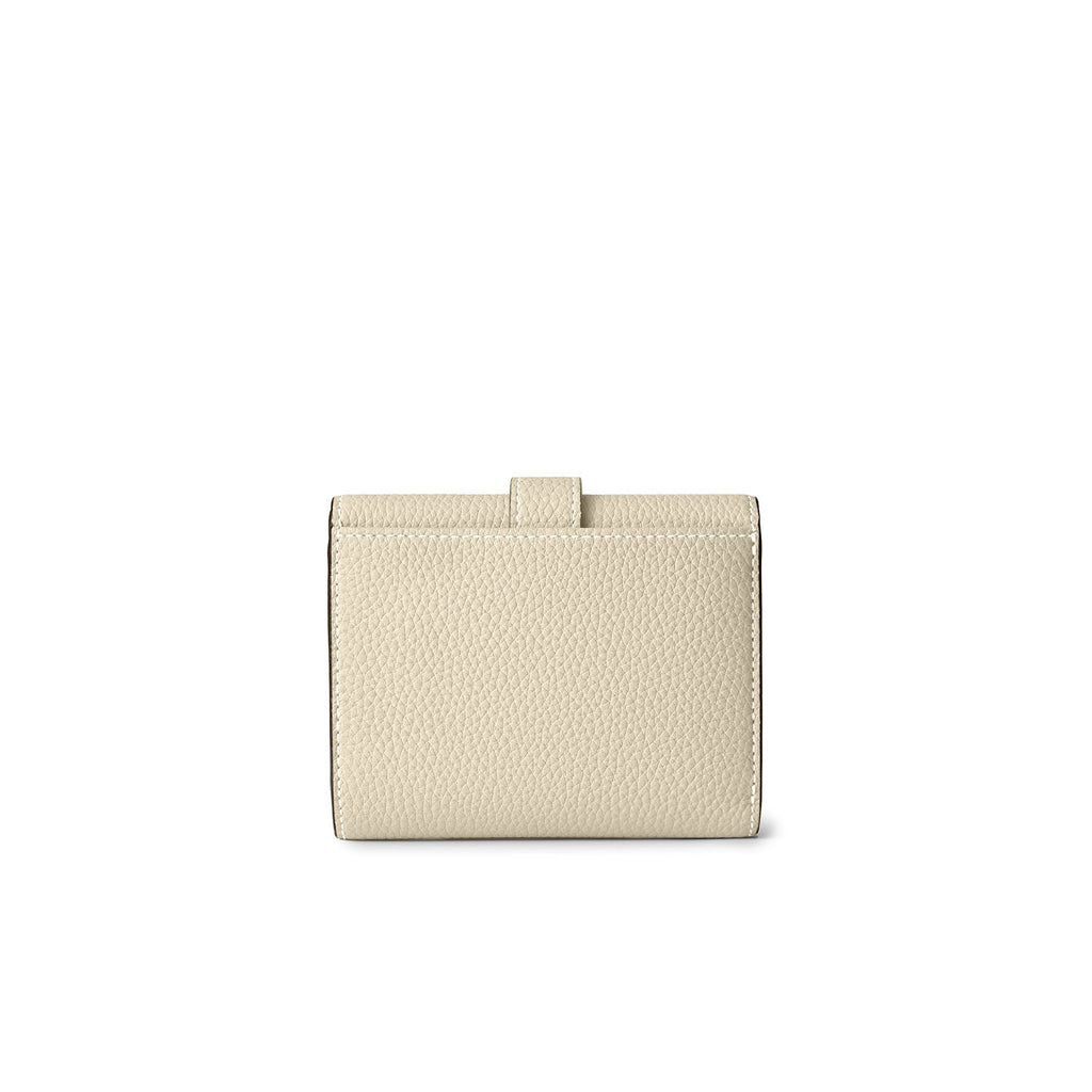 Belted Tri-fold Wallet Shrink Leather (Ivory × Etoupe)