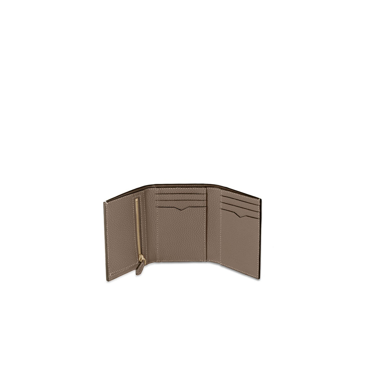 Belted Tri-fold Wallet Shrink Leather (Ivory × Etoupe)