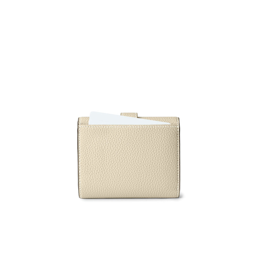 Belted Tri-fold Wallet Shrink Leather (Ivory × Etoupe)
