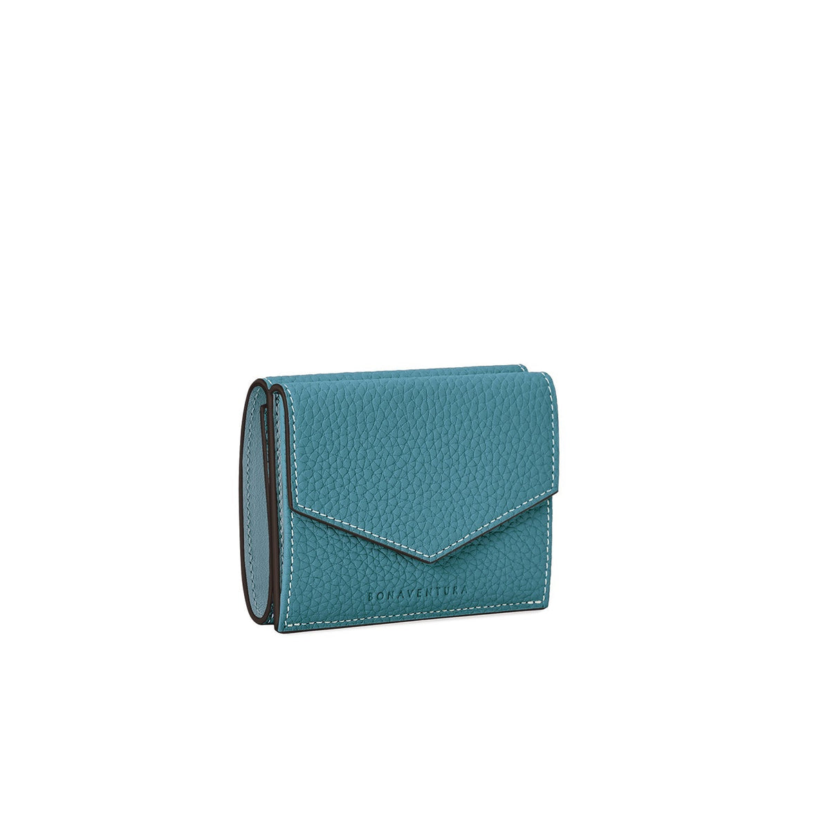 Small Wallet Shrink Leather (Blue Cyan)