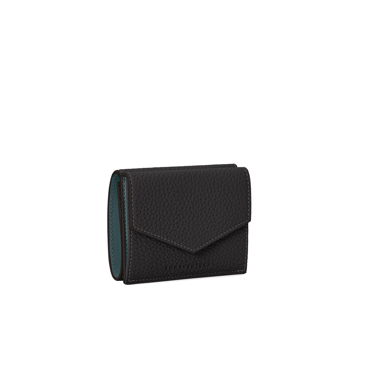 Small Wallet Shrink Leather (Black × Green)