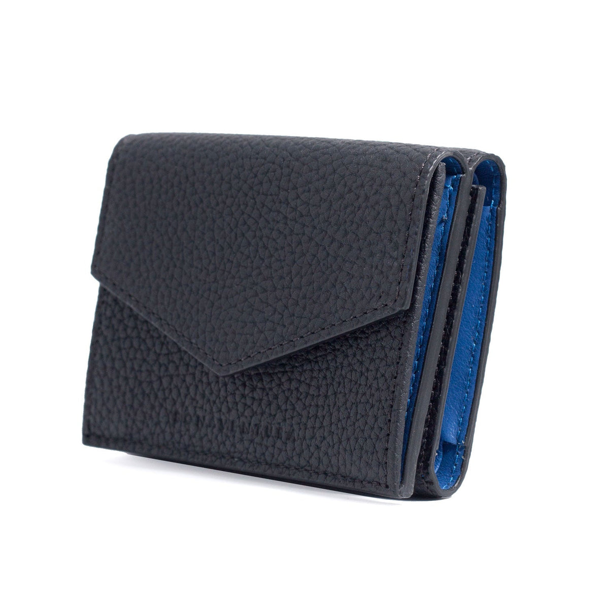 Small Wallet Shrink Leather (Black × Royal Blue)