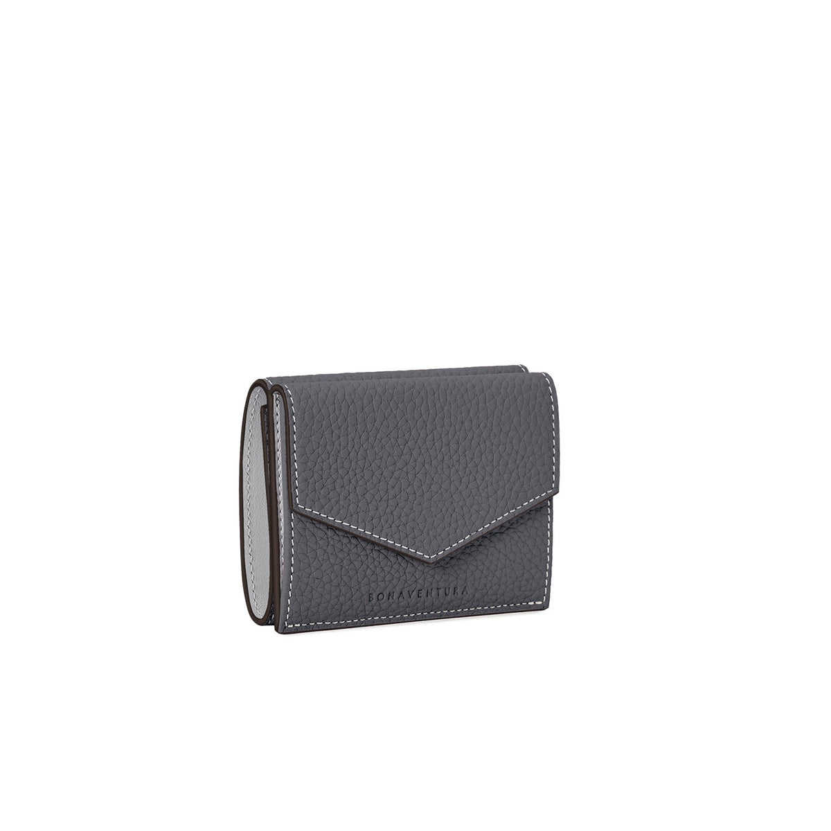 Small Wallet Shrink Leather (Charcoal Gray × True Gray)