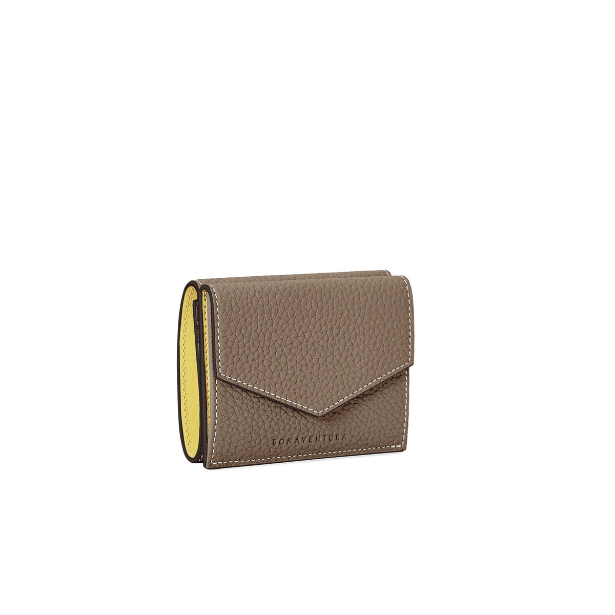 Small Wallet Shrink Leather (Etoupe × Yellow)