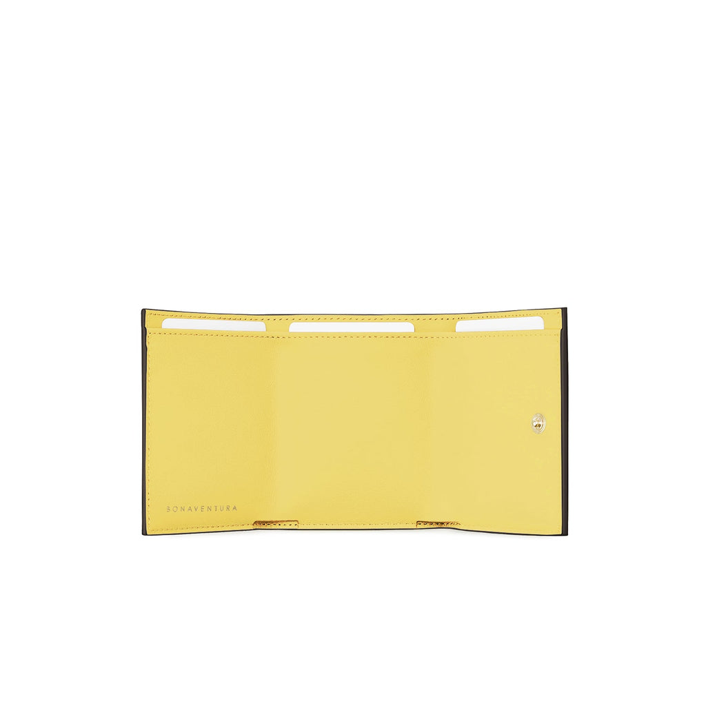 Small Wallet Shrink Leather (Etoupe × Yellow)