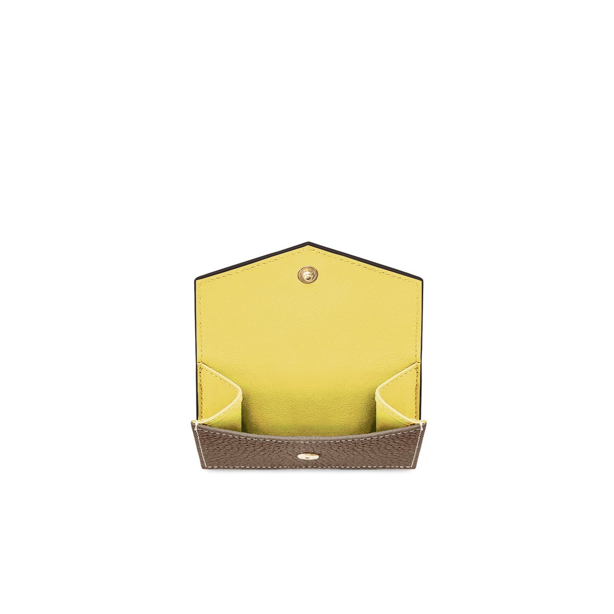 Small Wallet Shrink Leather (Etoupe × Yellow)