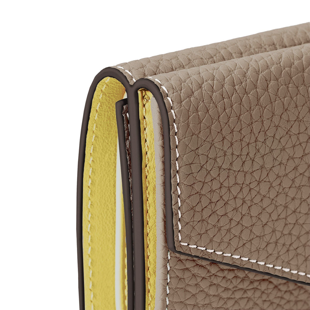 Small Wallet Shrink Leather (Etoupe × Yellow)