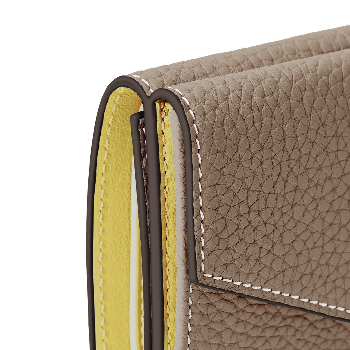 Small Wallet Shrink Leather (Etoupe × Yellow)