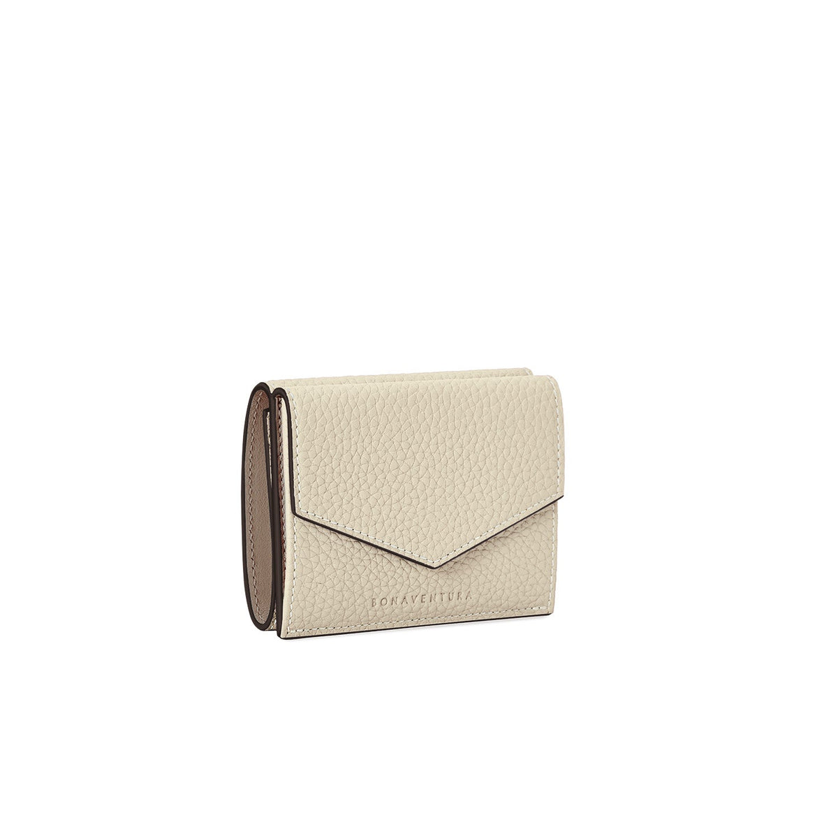 Small Wallet Shrink Leather (Ivory × Etoupe)