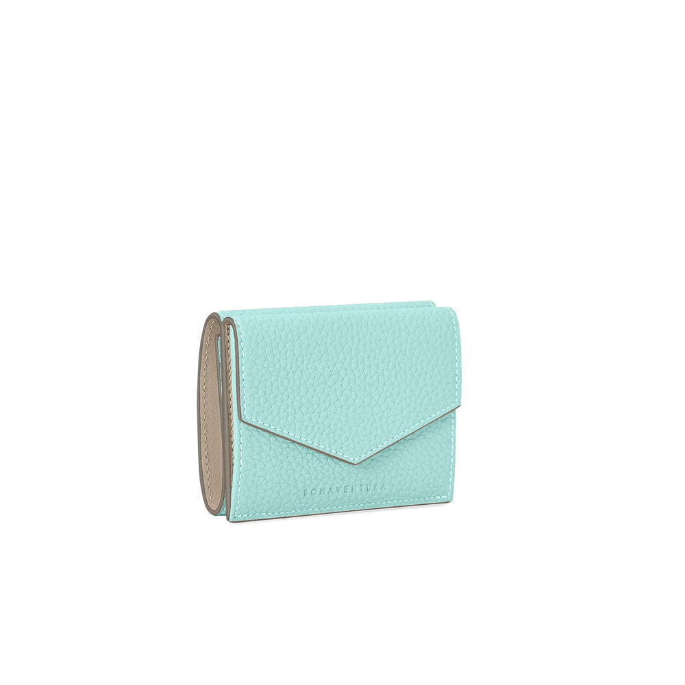 Small Wallet Shrink Leather (Mare Blue × Greige (Etoupe edge paint))