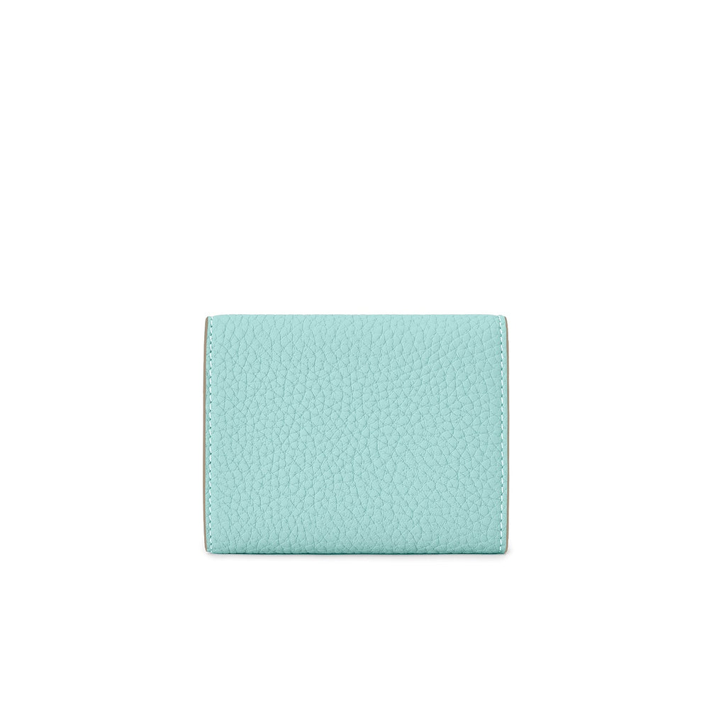 Small Wallet Shrink Leather (Mare Blue × Greige (Etoupe edge paint))