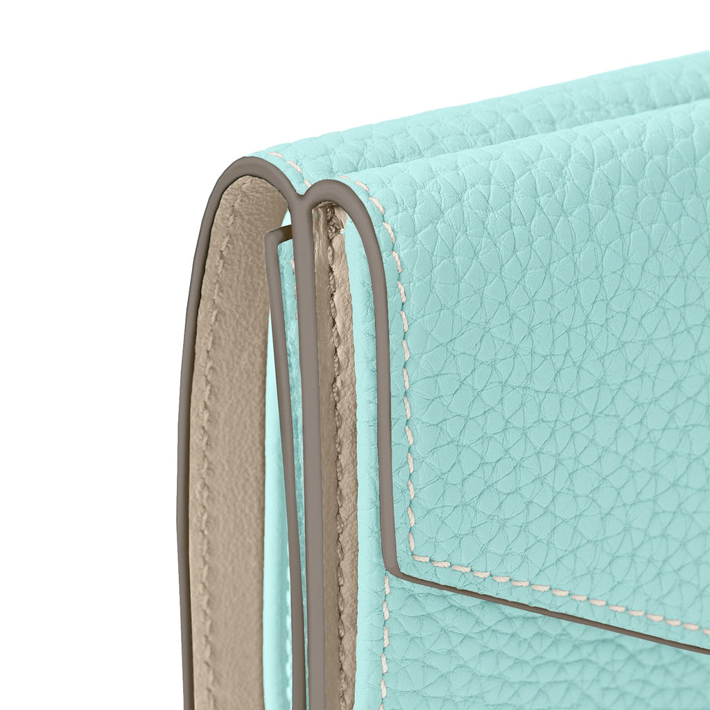 Small Wallet Shrink Leather (Mare Blue × Greige (Etoupe edge paint))