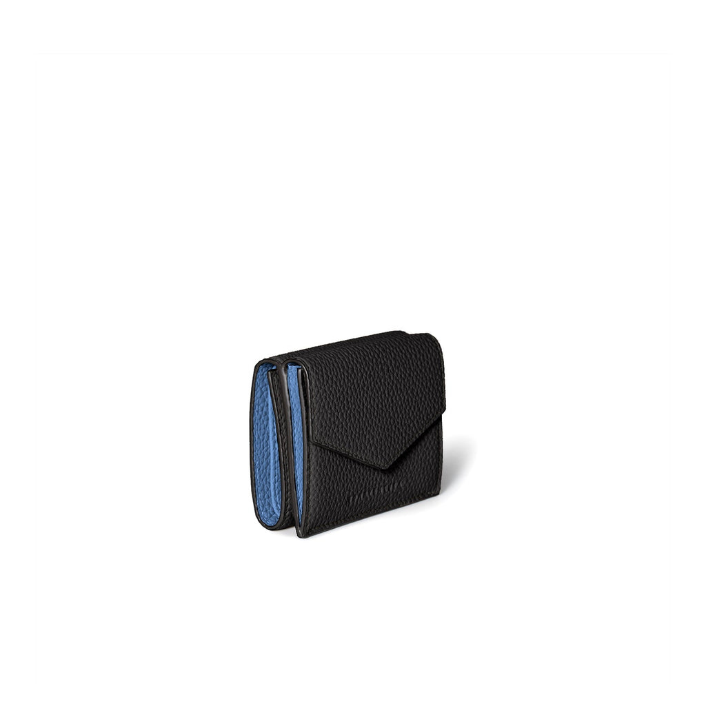 SAVOIA × BONAVENTURA Small Wallet All Shrink Leather (Black × Savoia Blue)