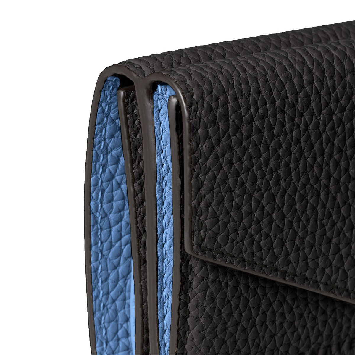 SAVOIA × BONAVENTURA Small Wallet All Shrink Leather (Black × Savoia Blue)