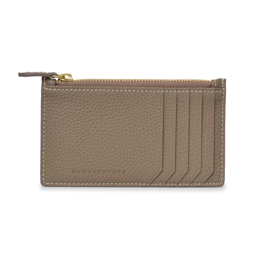 Mini Zip Wallet Gussetless Shrink Leather (Etoupe × Yellow)