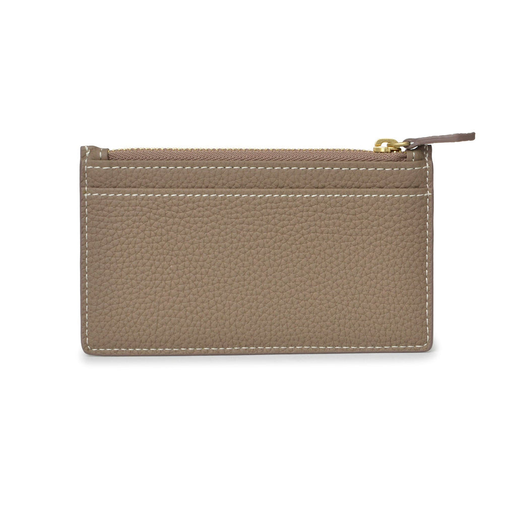 Mini Zip Wallet Gussetless Shrink Leather (Etoupe × Yellow)