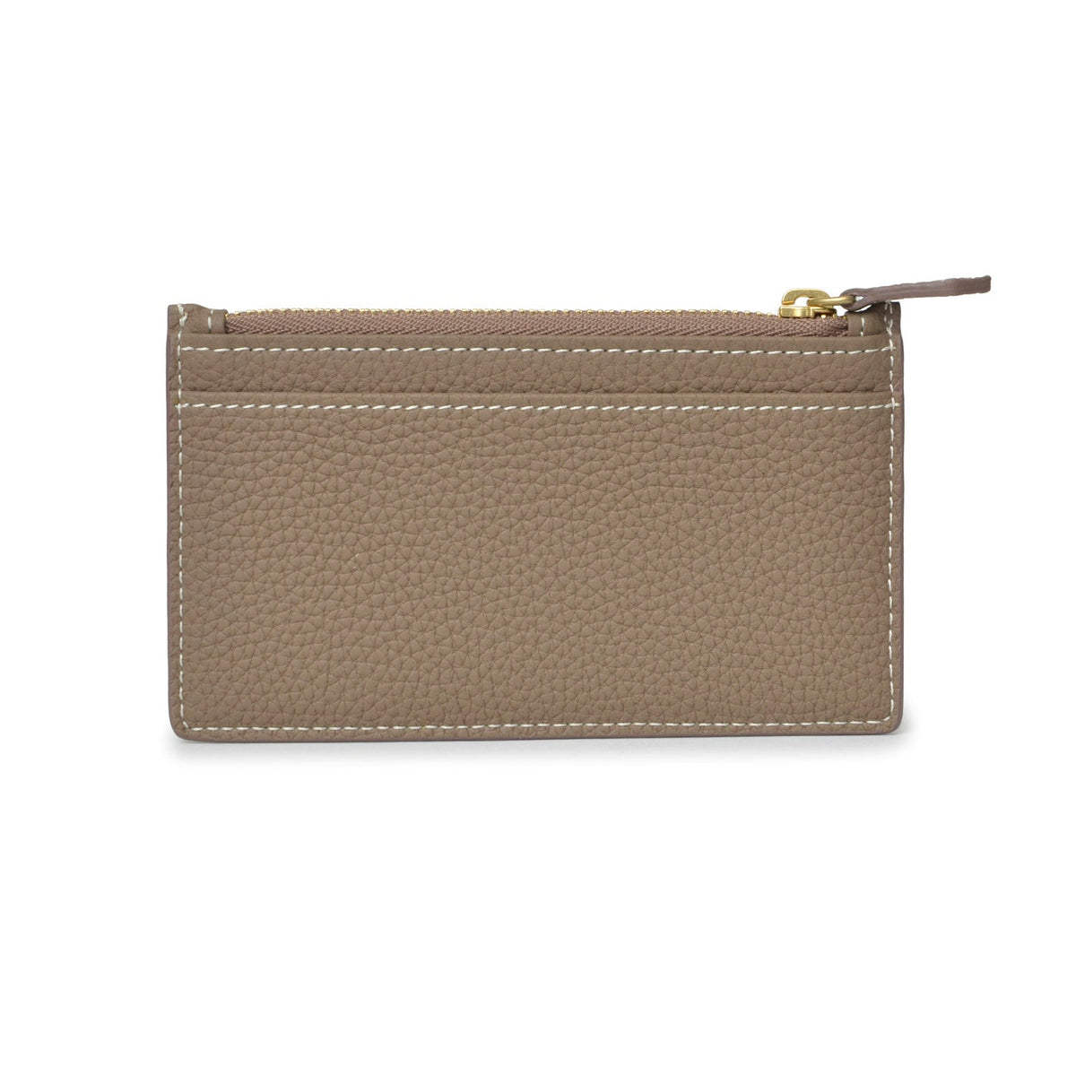 Mini Zip Wallet Gussetless Shrink Leather (Etoupe × Yellow)
