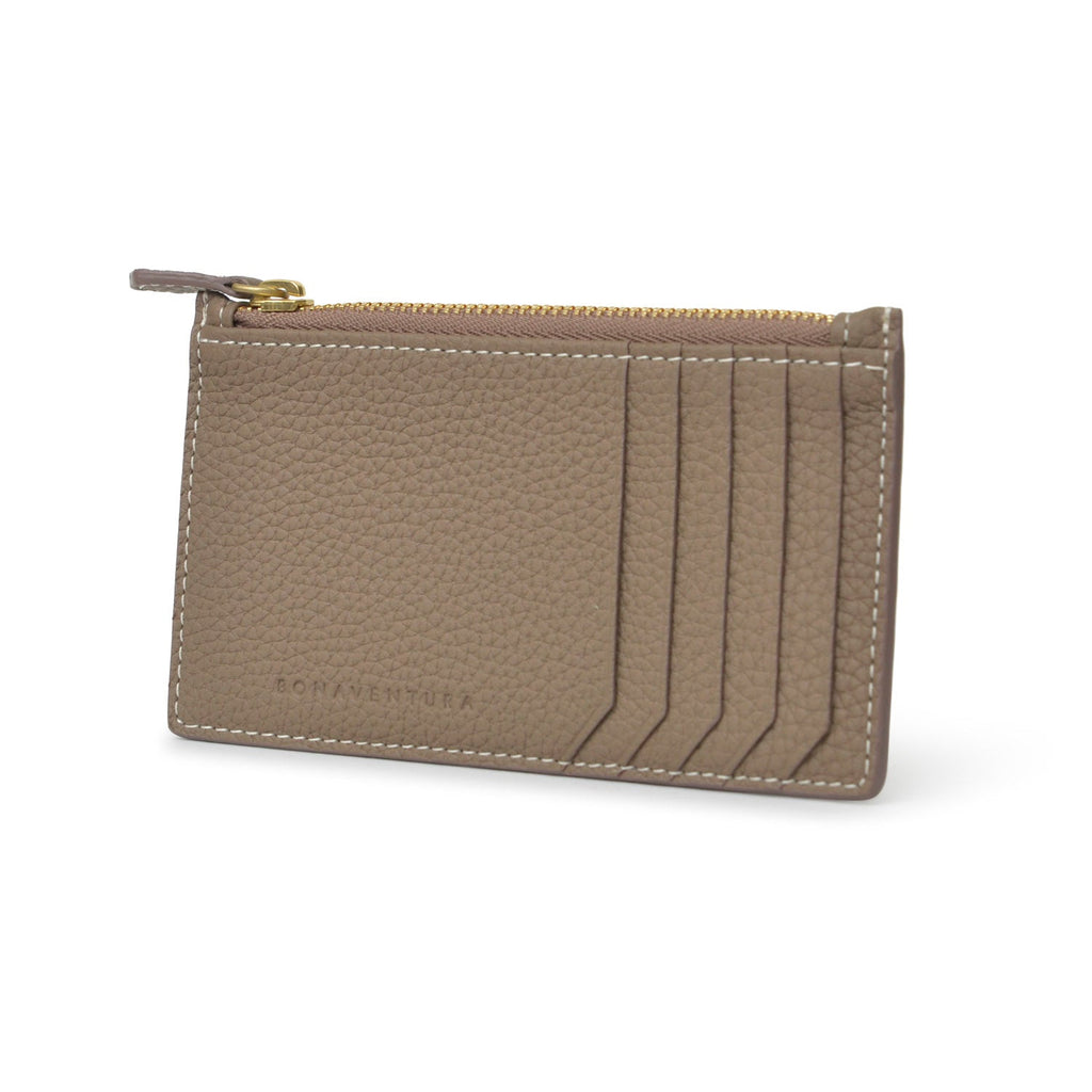 Mini Zip Wallet Gussetless Shrink Leather (Etoupe × Yellow)