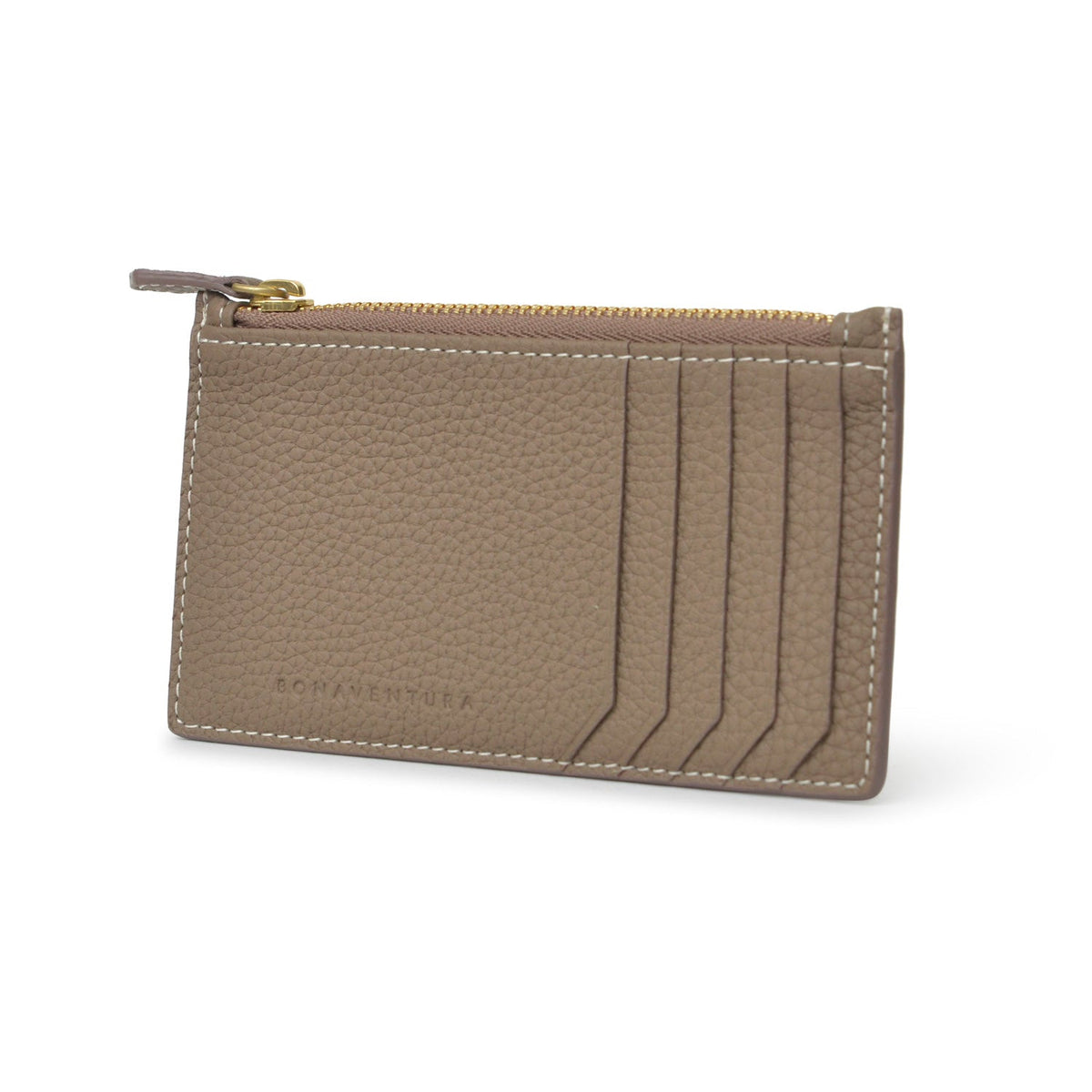 Mini Zip Wallet Gussetless Shrink Leather (Etoupe × Yellow)