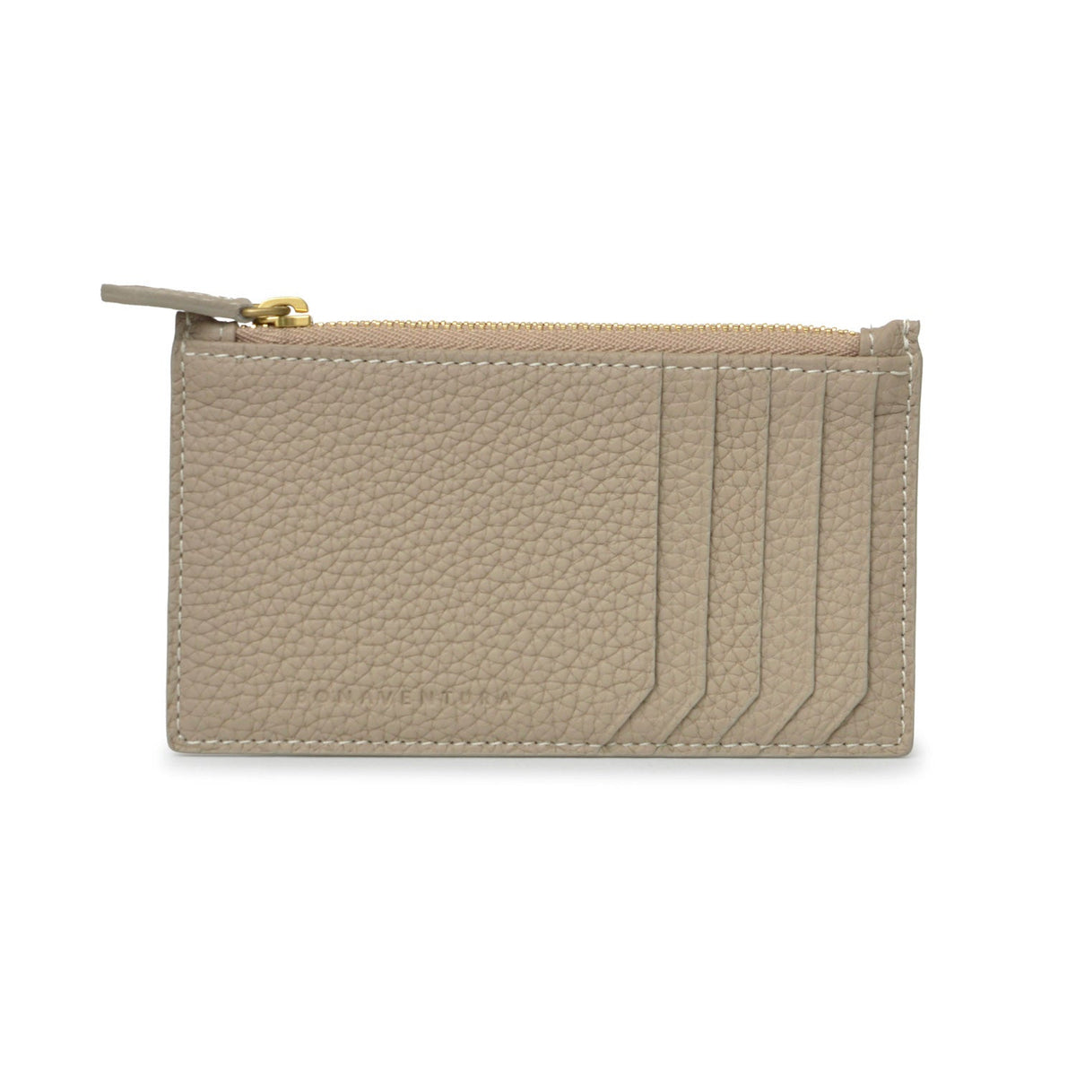 Mini Zip Wallet Gussetless Shrink Leather (Greige × Baby Pink)