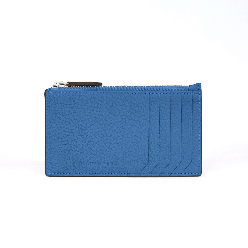 SAVOIA × BONAVENTURA Mini Zip Wallet Shrink Leather (Savoia Blue × Black)
