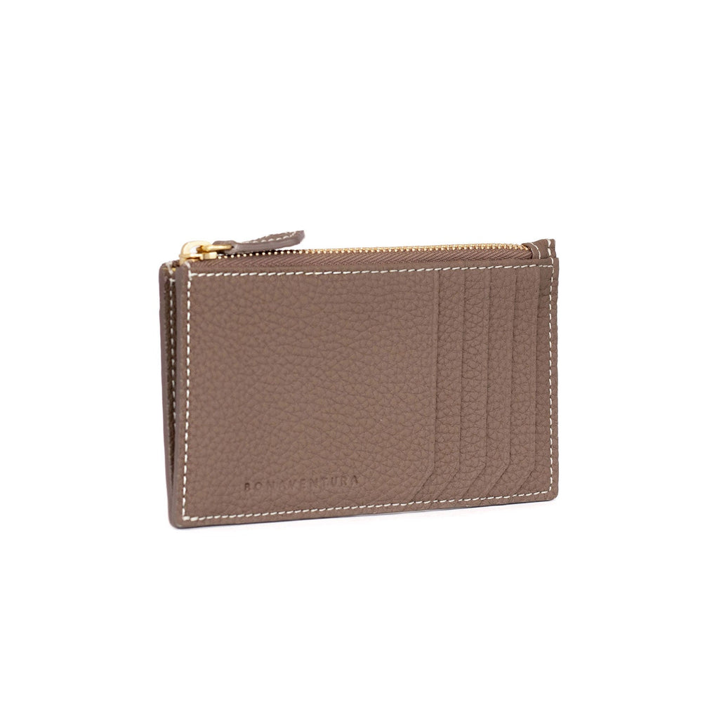 Mini Zip Wallet Shrink Leather (Etoupe × Yellow)